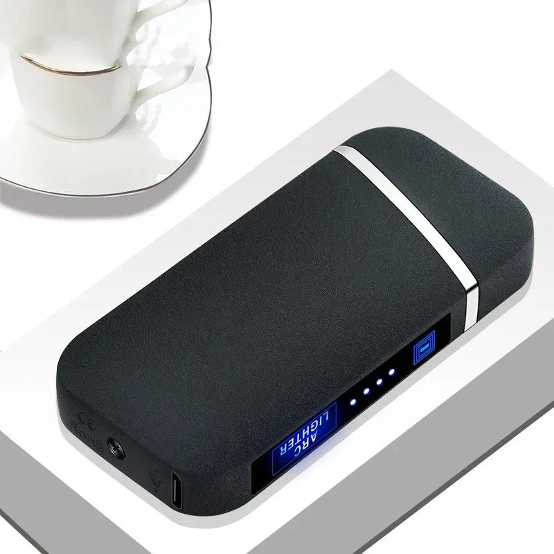 2025 Smart Chip Electric Dual Arc USB Lighter Outdoor Windproof Pulse Plasma Flameless Digital Power Display Lighter Men Gifts