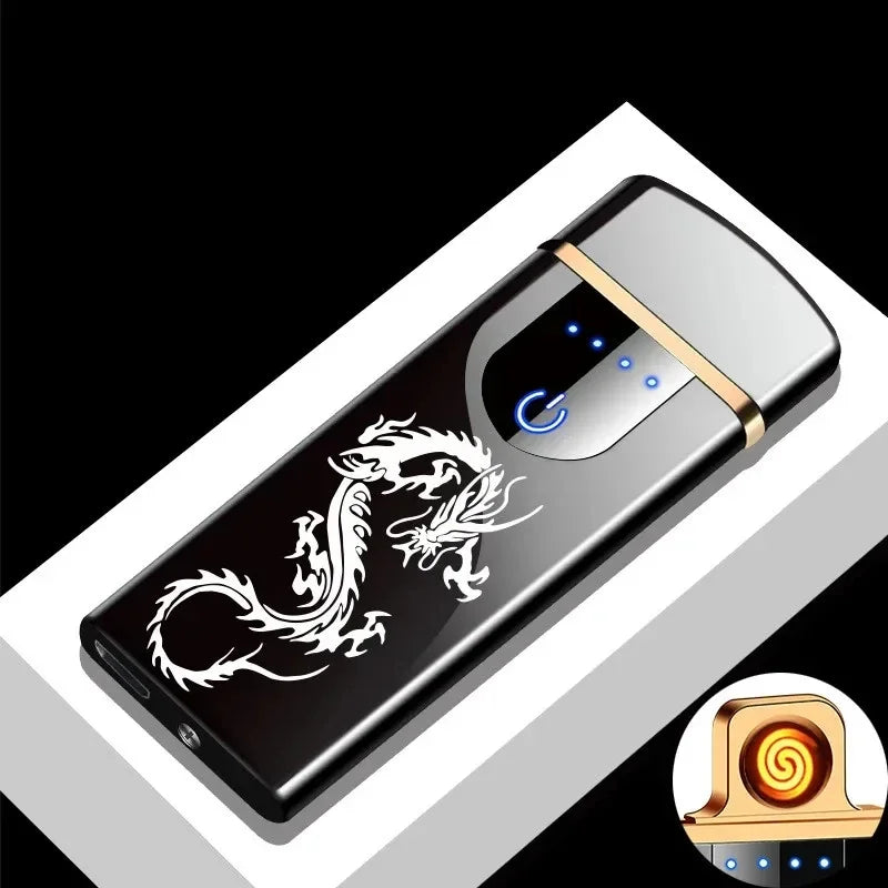 2025 Smart Chip Electric Dual Arc USB Lighter Outdoor Windproof Pulse Plasma Flameless Digital Power Display Lighter Men Gifts
