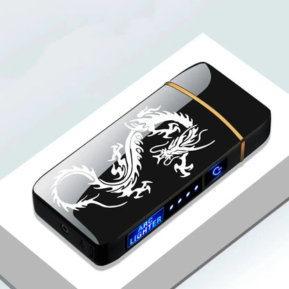 2025 Smart Chip Electric Dual Arc USB Lighter Outdoor Windproof Pulse Plasma Flameless Digital Power Display Lighter Men Gifts