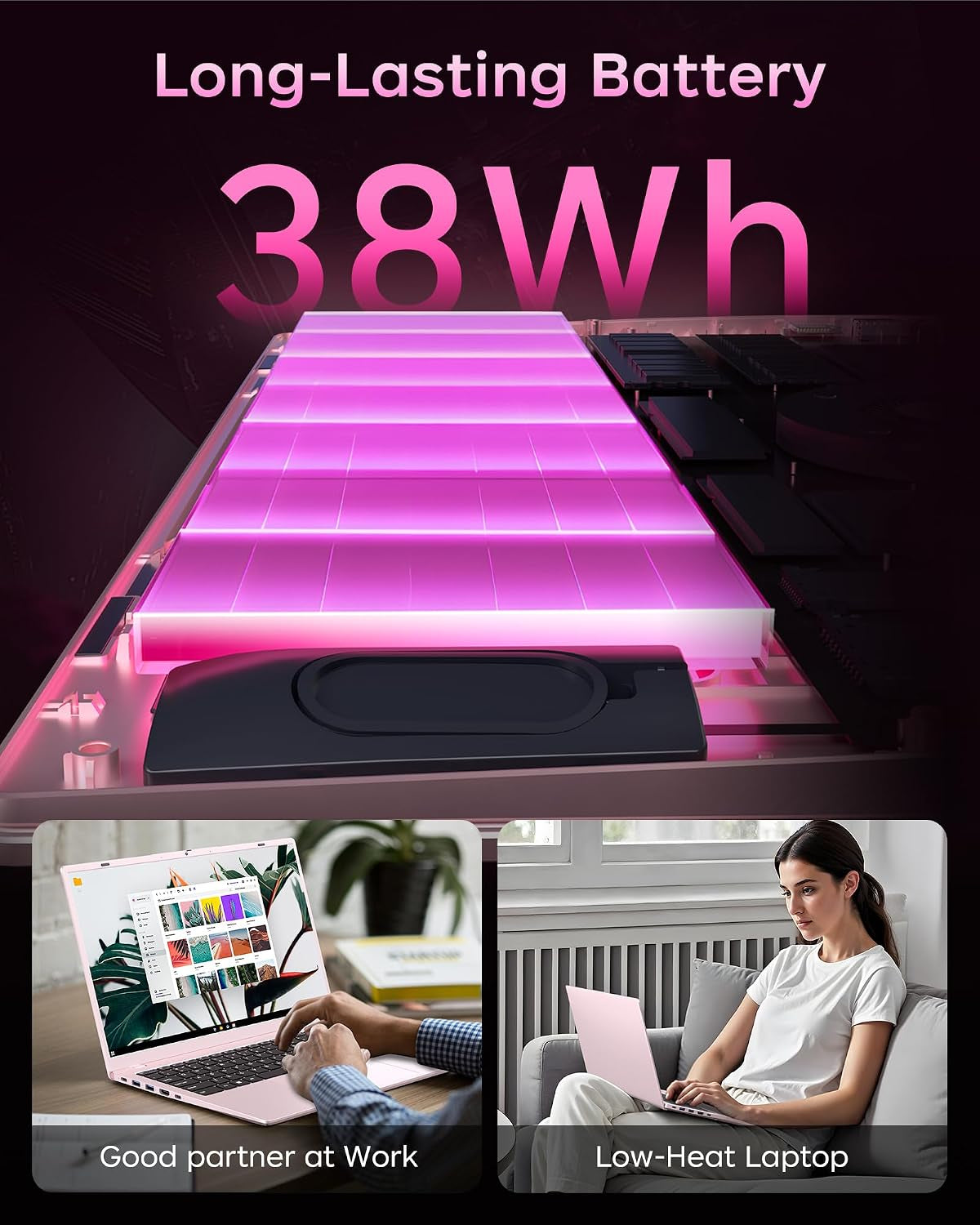 Pink Laptop 15.6 Inch, 12GB RAM 256GB SSD, Pentium 6500Y up to 3.4Ghz, 1080P FHD IPS Screen, USB C, USB 3.2, HDMI, Wifi5, BT5.2, Computer Laptops for Student, Business, Home