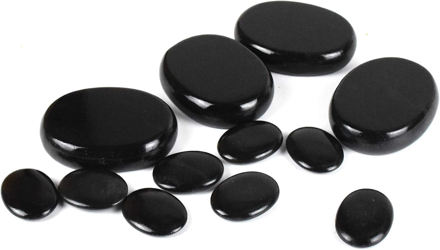 12Pcs Hot Massage Stones Set Natural Lava Basalt Heated Warmer Stone for Spa Massage Black