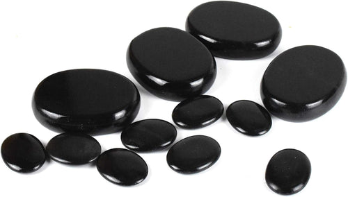12Pcs Hot Massage Stones Set Natural Lava Basalt Heated Warmer Stone for Spa Massage Black