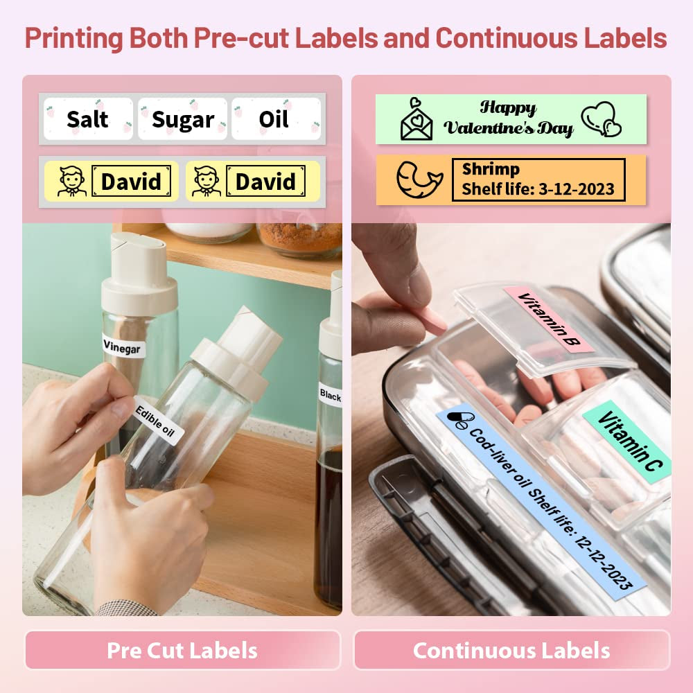 Label Maker Machine,  D30 Portable Bluetooth Label Printer with Tape Label Maker Handheld, Multiple Templates Available for Smartphone Easy to Use for Office Home Organization USB Rechargeable