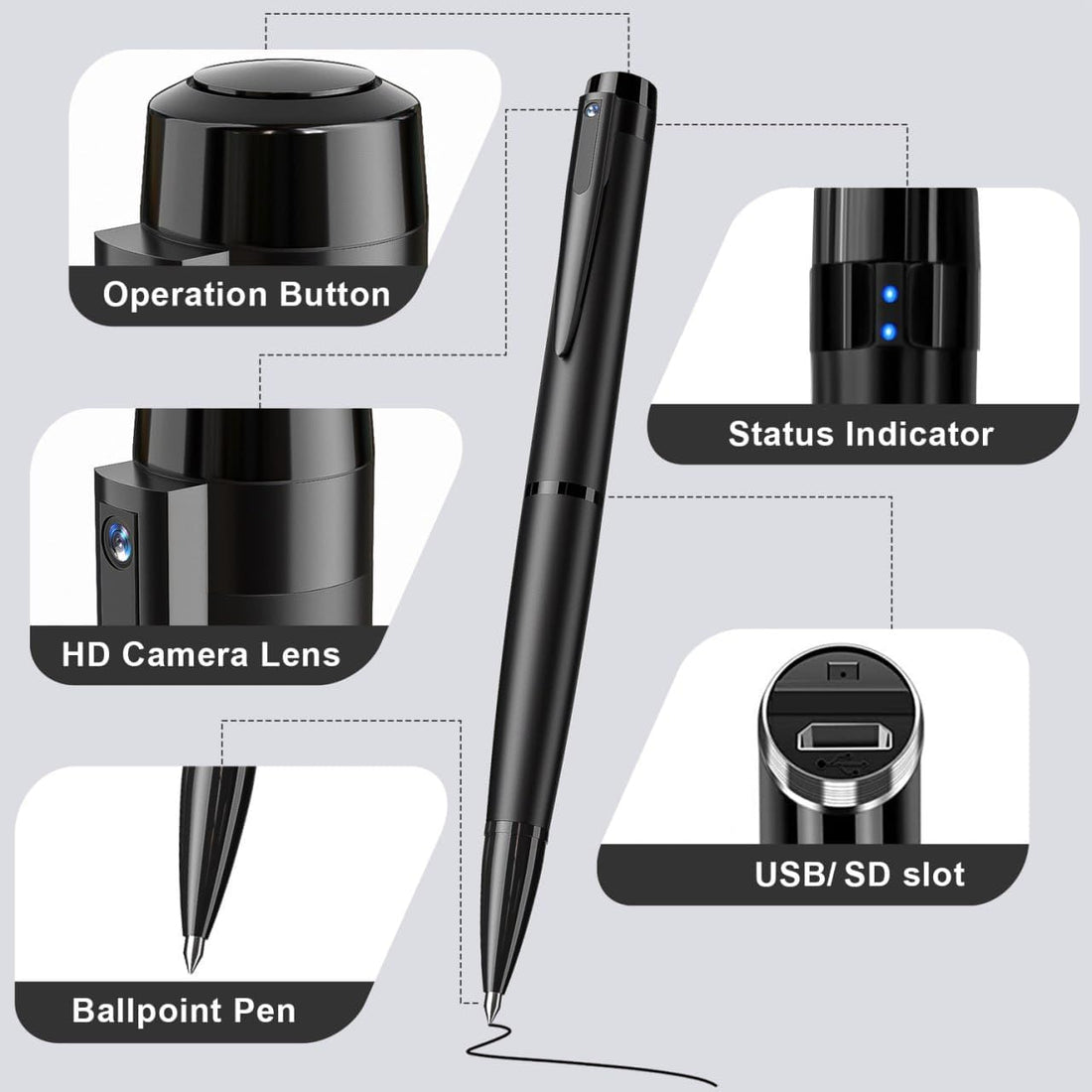 Hidden Camera Pen - 64GB Spy Camera with 1080P Full HD Video | Mini Nanny Cam for Home Security, Business &amp; Learning | 2023 Version