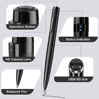 Hidden Camera Pen - 64GB Spy Camera with 1080P Full HD Video | Mini Nanny Cam for Home Security, Business &amp; Learning | 2023 Version