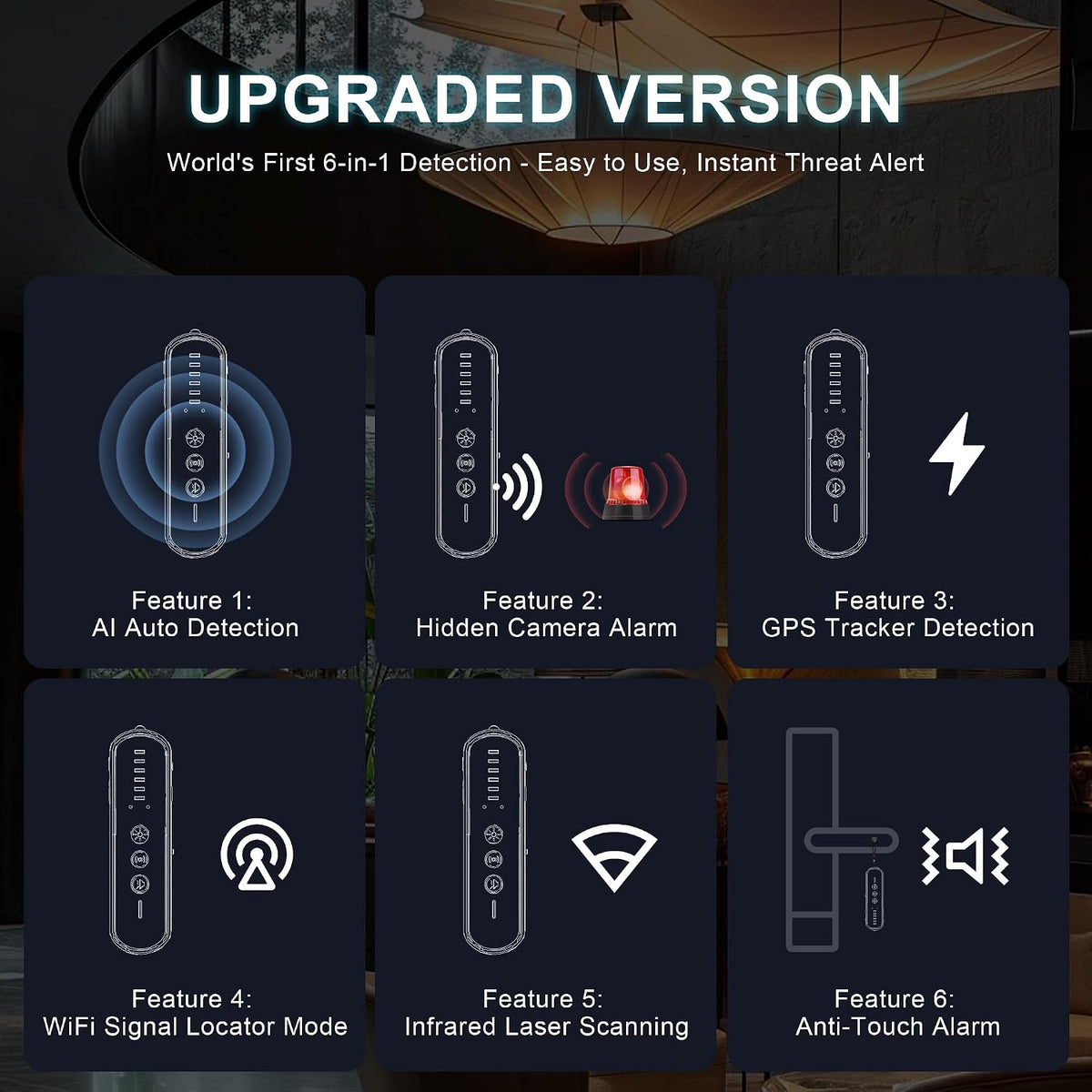 Upgraded Hidden Camera Detector, Ai-Powered Anti-Spy Device, GPS Tracker &amp; Bug Detector, Portable RF Signal Scanner for Hotels, Travel, Home &amp; Office (M) (M)