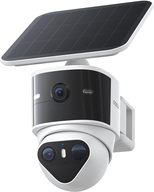 T2 Pro Security Camera Wireless Outdoor, Dual 3K Solar Camera Outdoor Wifi, 170° Wide & 360° PTZ for No Blind Spots, Human & Vehicle Tracking, No Subscription Required