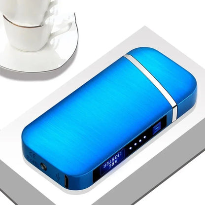 2025 Smart Chip Electric Dual Arc USB Lighter Outdoor Windproof Pulse Plasma Flameless Digital Power Display Lighter Men Gifts