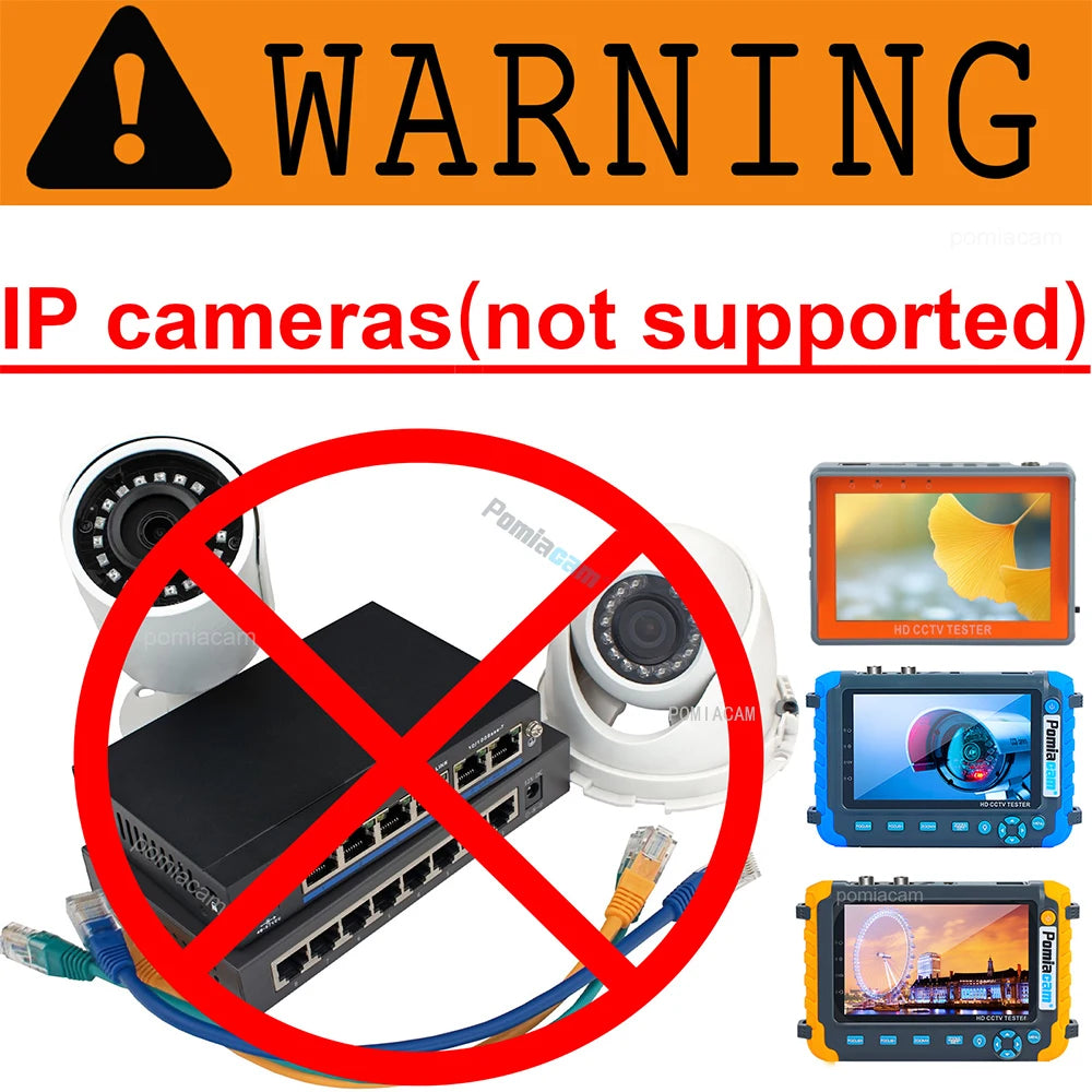 Portable CCTV Tester IV8W 8MP AHD/CVI/TVI Mini Monitor Cameras Tester HDMI VGA Input Video Cable Security Camera Tester