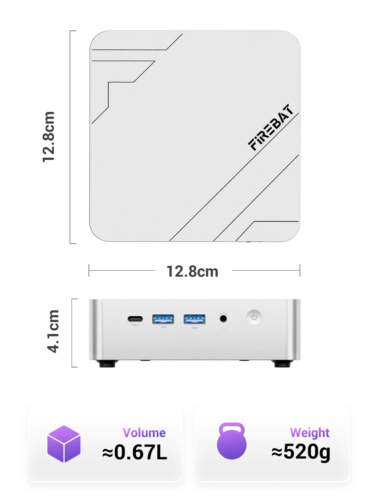 FIREBAT F1 MINI PC  Ryzen 7 H255 LPDDR5 16GB RAM 512GB SSD WIFI6 BT5.2 Portable Desktop MINI-PC Windows 11 Desktop Computer