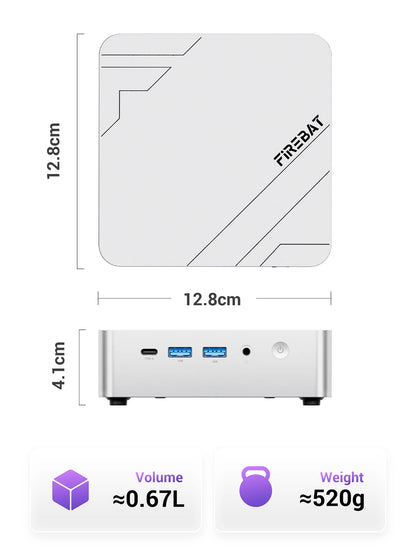 FIREBAT F1 MINI PC  Ryzen 7 H255 LPDDR5 16GB RAM 512GB SSD WIFI6 BT5.2 Portable Desktop MINI-PC Windows 11 Desktop Computer