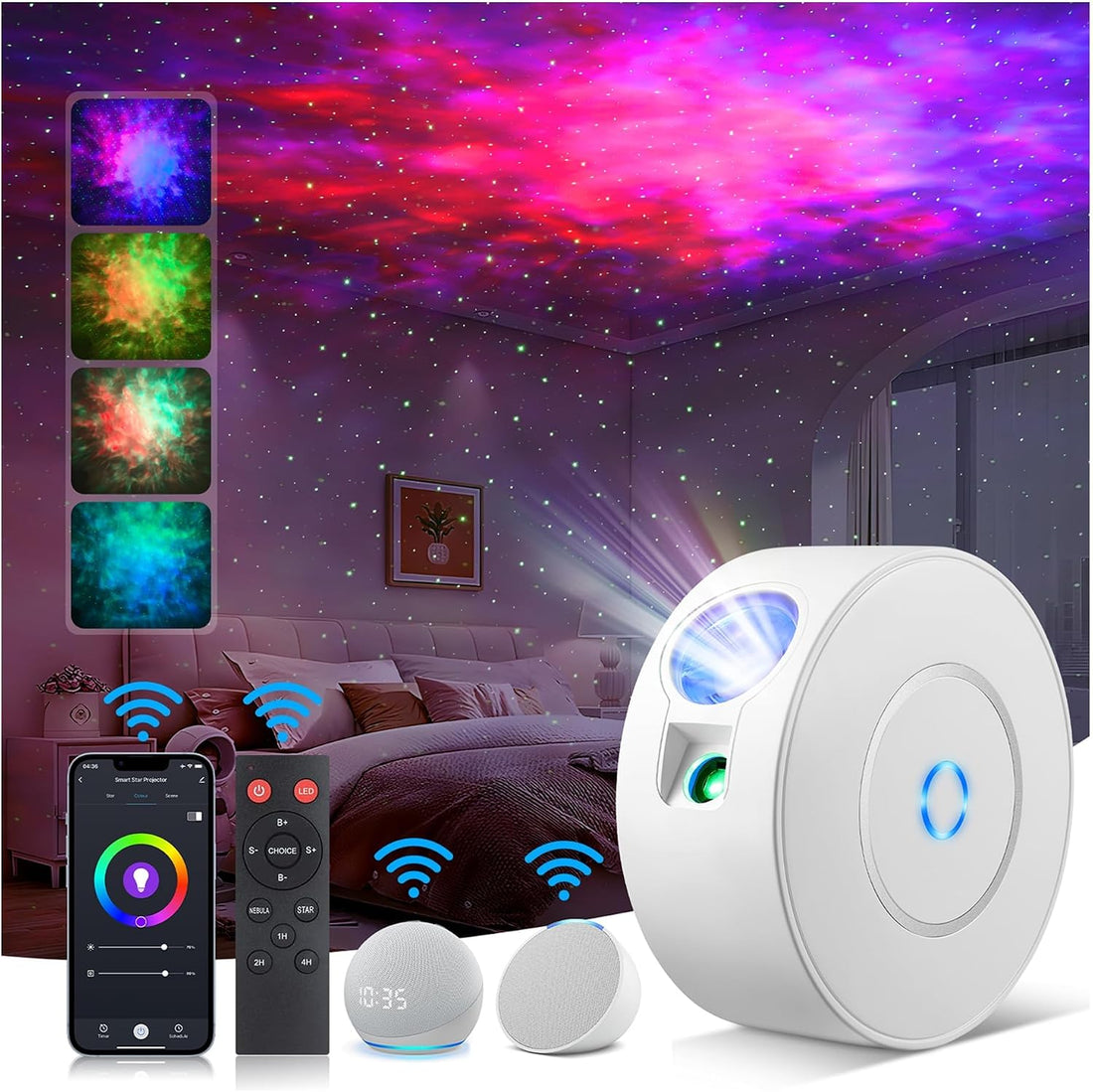 Star Projector Night Light, Galaxy Projector with Smart App &amp; Voice Control, 16M Color Galaxy Light for Kids Adults Bedroom, Room Decor, Party