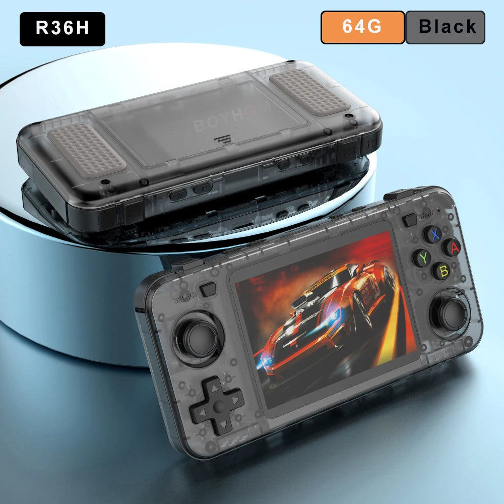 Green R36H Retro Video Game Console 3.5‘’ IPS Screen RK3326 3000 Mah Open Linux System Portable Player 64GB 128GB