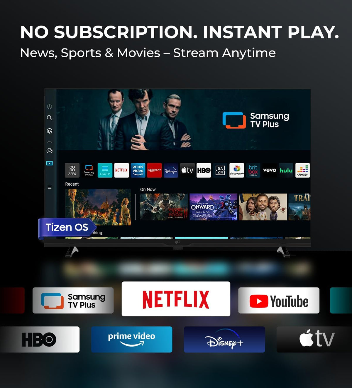 32 Inch Smart TV 720P HD Powered by Tizen OS Compatible with Samsung TV Plus, Dolby Audio, HDR 10, Gaming Hub, Smartthings, Voice Control, Built-In Miracast, Flat Screen Television (AT32-P1, 2026)