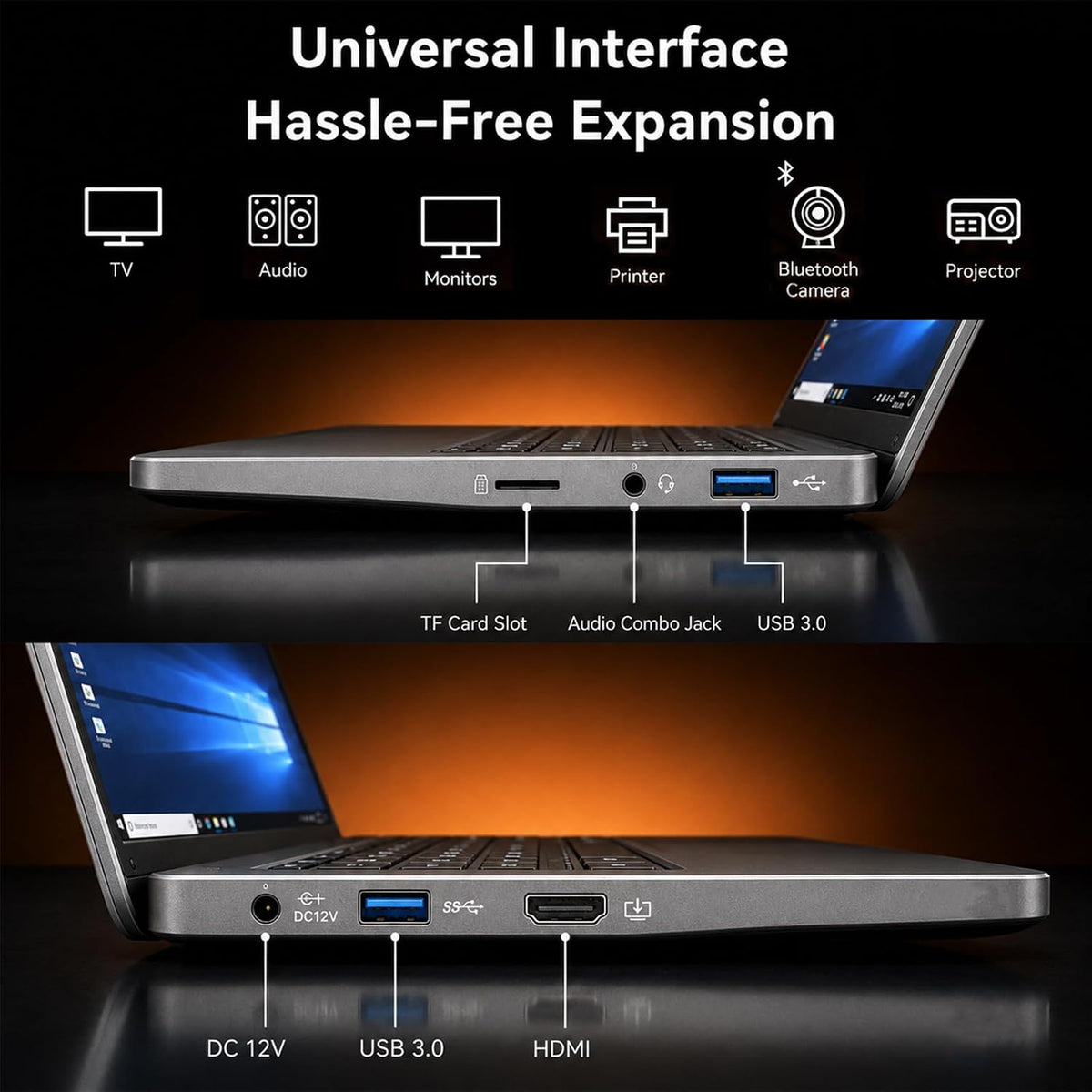 14.1" Laptop Computer,Celeron N (Up to 2.4Ghz), 6GB RAM 128GB SSD, Win 10, Ultra-Slim 1.2Kg Body, Dual-Band Wifi, Mini HDMI Port, 14.1-Inch Display, for Student and Home Office Use
