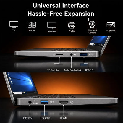 14.1" Laptop Computer,Celeron N (Up to 2.4Ghz), 6GB RAM 128GB SSD, Win 10, Ultra-Slim 1.2Kg Body, Dual-Band Wifi, Mini HDMI Port, 14.1-Inch Display, for Student and Home Office Use