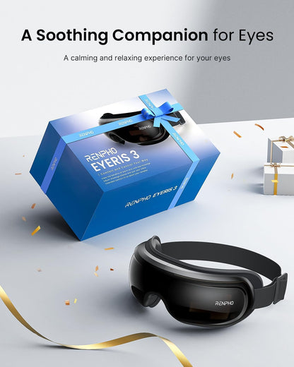 Eye Mask with Heat &amp; Cooling Pad,Voice Control Eyeris 3 Electric Eye Care Device with Bluetooth Music, Preset Commands for Eye Relaxation, Birthday Gift for Women Men Him Her