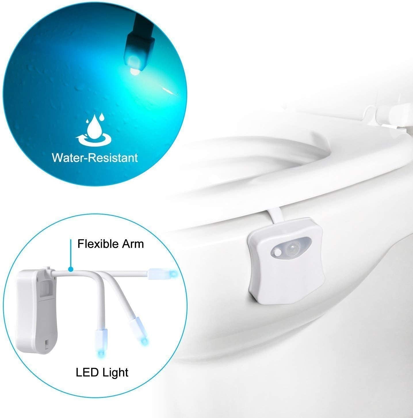 2-Pack Original Toilet Night Light Gadget, Fun Bathroom Lighting Add on Glow Bowl Seat, Motion Sensor Activated LED 9 Color Modes - Weird Novelty Funny Birthday Gag Gifts for Adults, Kids & Toddlers