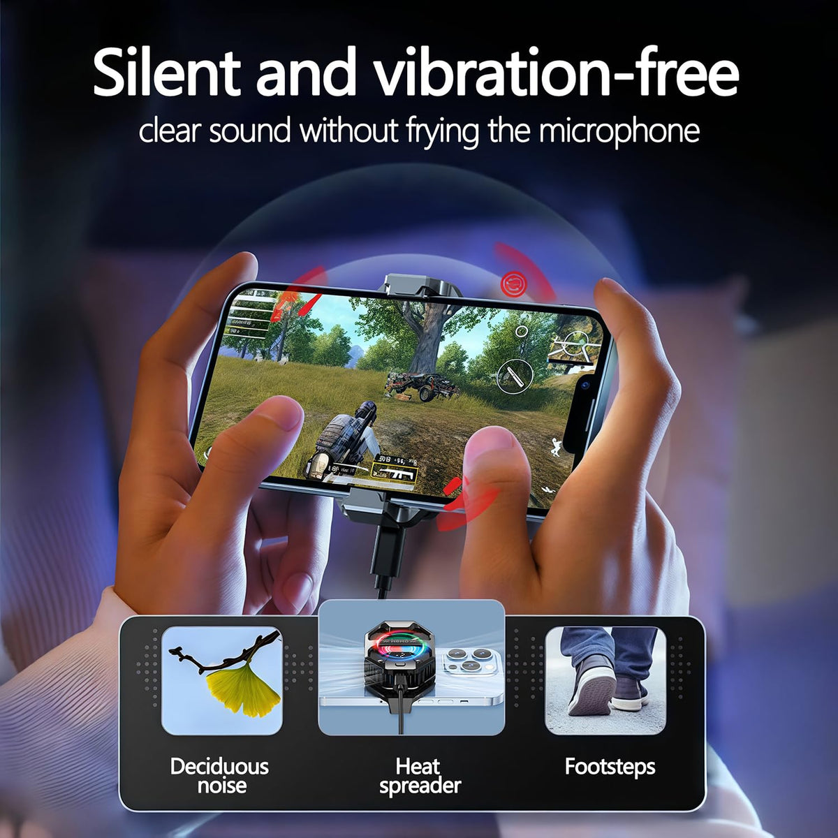 Phone Cooler for Gaming, 27W Iphone Cooling Fan with RGB LED Semiconductor Heatsink Cooling Case Enfriador Para Celular, for Iphone/Android Phone Gaming, Live Streaming, AI Smartphone Temperature