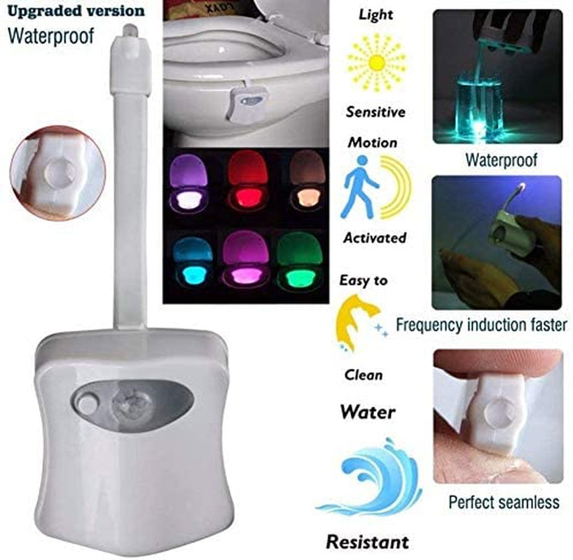 2-Pack Original Toilet Night Light Gadget, Fun Bathroom Lighting Add on Glow Bowl Seat, Motion Sensor Activated LED 9 Color Modes - Weird Novelty Funny Birthday Gag Gifts for Adults, Kids & Toddlers