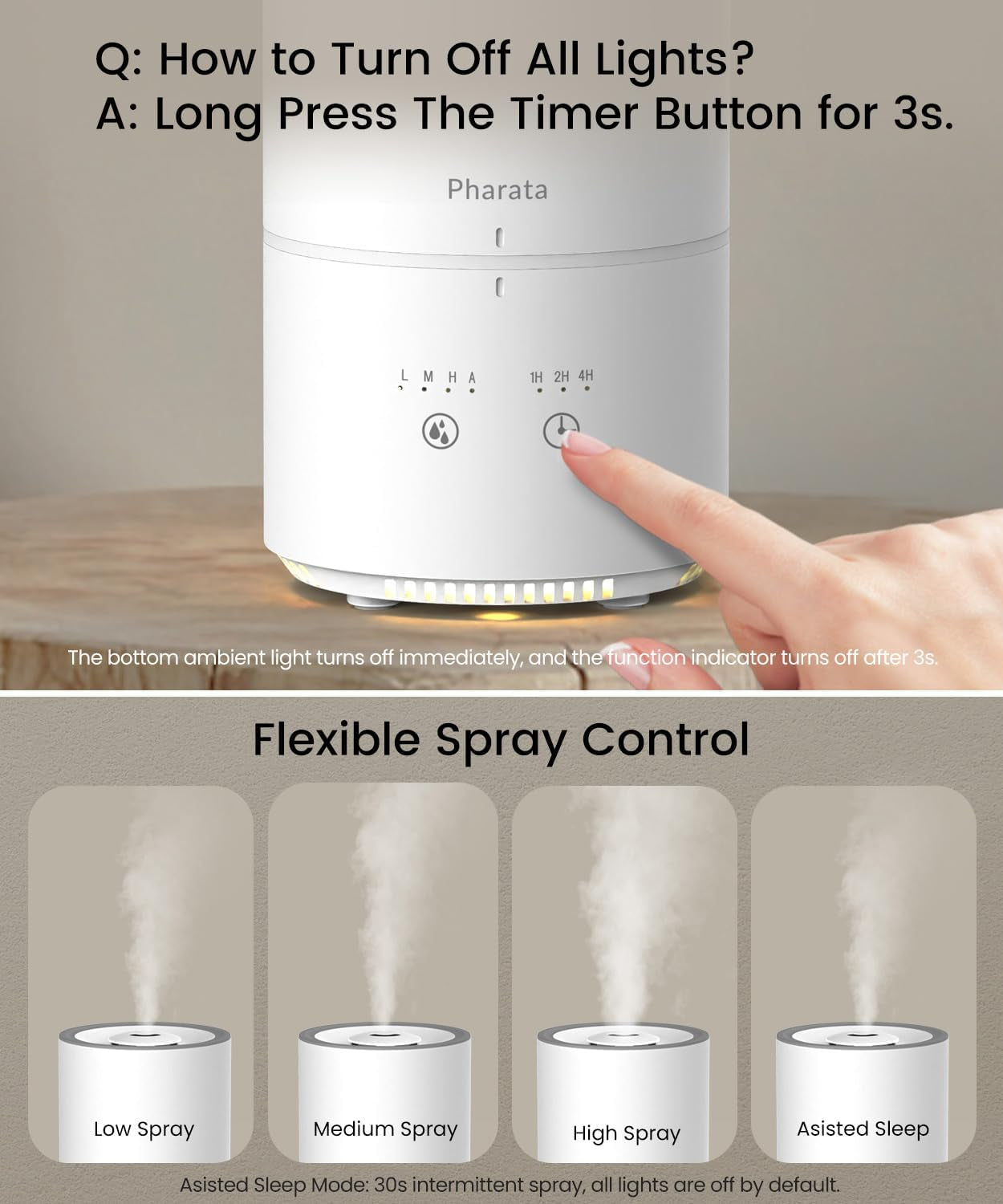 Humidifiers for Bedroom Baby Room, 1000Ml Small Cool Mist Top Fill Air Humidifiers for Nursery & Plants, Ultra Quiet Essential Oil Diffuser with Warm Yellow Night Light, (White)