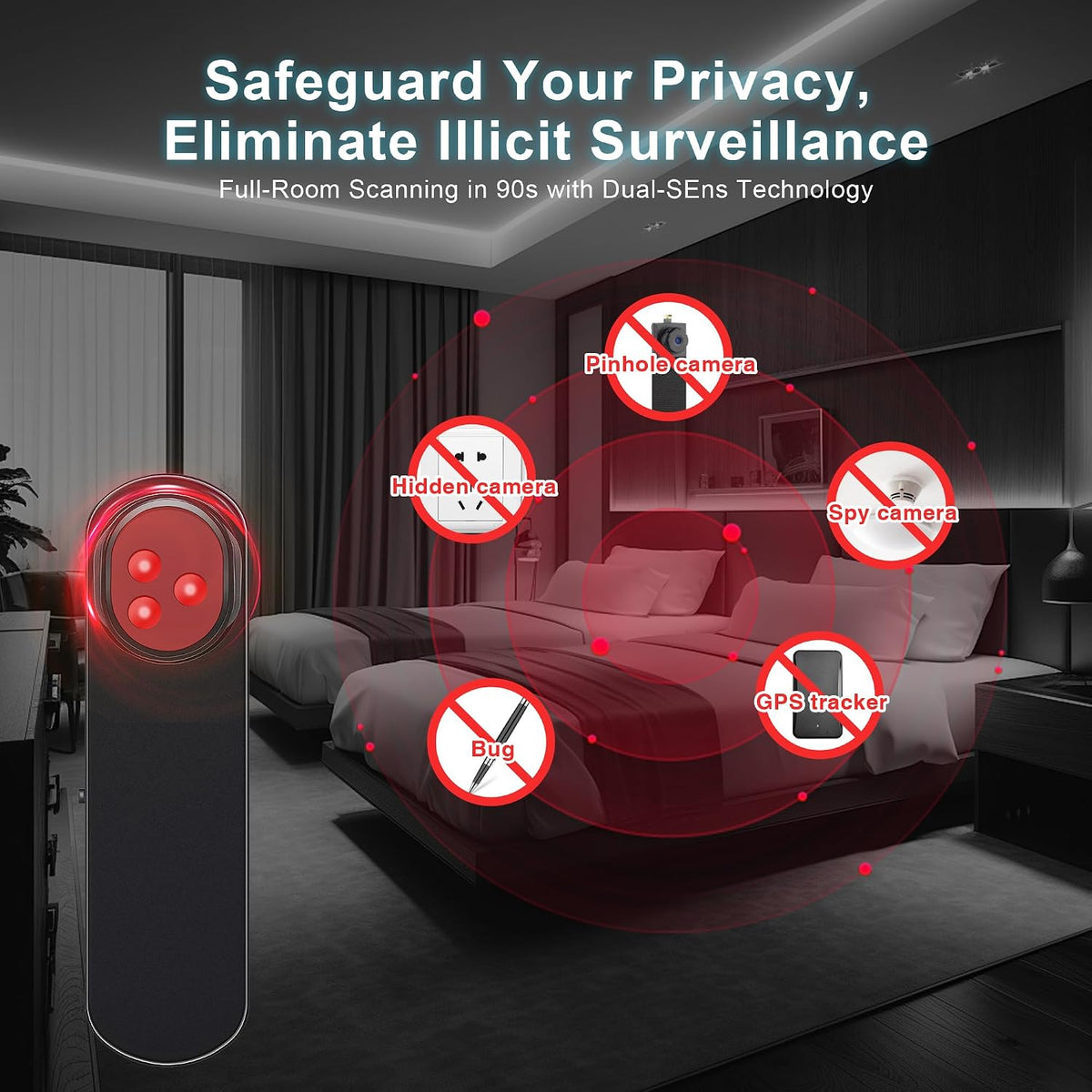 Upgraded Hidden Camera Detector, Ai-Powered Anti-Spy Device, GPS Tracker &amp; Bug Detector, Portable RF Signal Scanner for Hotels, Travel, Home &amp; Office (M) (M)