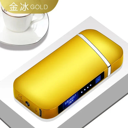 2025 Smart Chip Electric Dual Arc USB Lighter Outdoor Windproof Pulse Plasma Flameless Digital Power Display Lighter Men Gifts