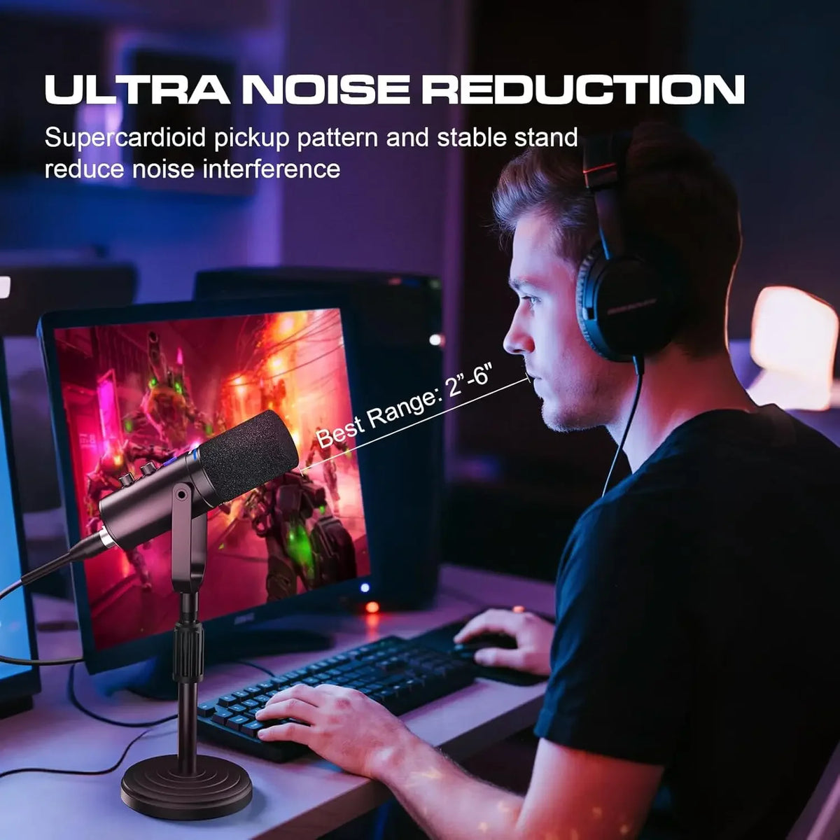 Podcast Dynamic Microphone, XLR/USB Recording PC Microphones for Broadcast, Podcast, Recording, Gaming &amp; Streaming, Studio Mic