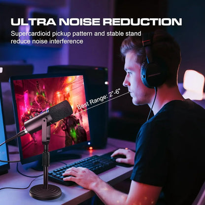 Podcast Dynamic Microphone, XLR/USB Recording PC Microphones for Broadcast, Podcast, Recording, Gaming &amp; Streaming, Studio Mic