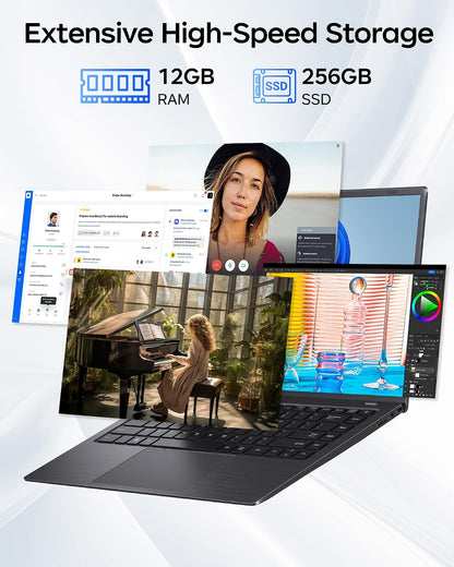 Laptop Computer, 12GB RAM 256GB SSD Laptops with Pentium 6500Y (Up to 3.4Ghz), 14 Inch FHD IPS Display, USB 3.2,USB C, Lightweight Laptop for Work, School, Multitasking &amp; Travel