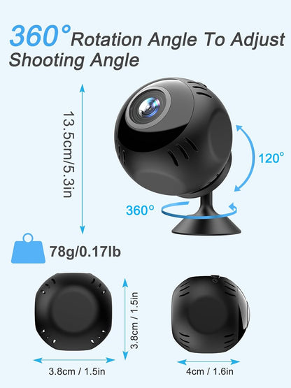 Mini Wifi Camera,Small Magnetic Wireless Cameras,4K 1080P Smart App 2.4Ghz,140° Wide Angle,Ai Motion Detection Alarm and Night Vision for Home Security Pet Cameras App Control