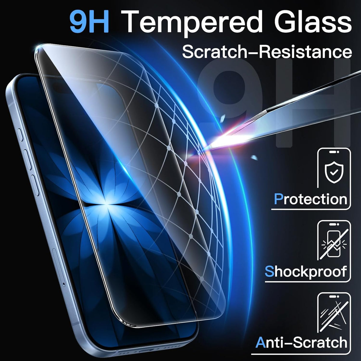 Screen Protector for Iphone 17 6.3-Inch, Tempered Glass Film with Easy Installation Tool, 9H Hardness, Case-Friendly, 3-Pack