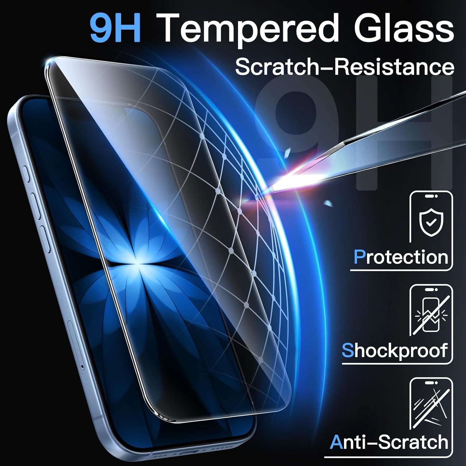 Screen Protector for Iphone 17 6.3-Inch, Tempered Glass Film with Easy Installation Tool, 9H Hardness, Case-Friendly, 3-Pack