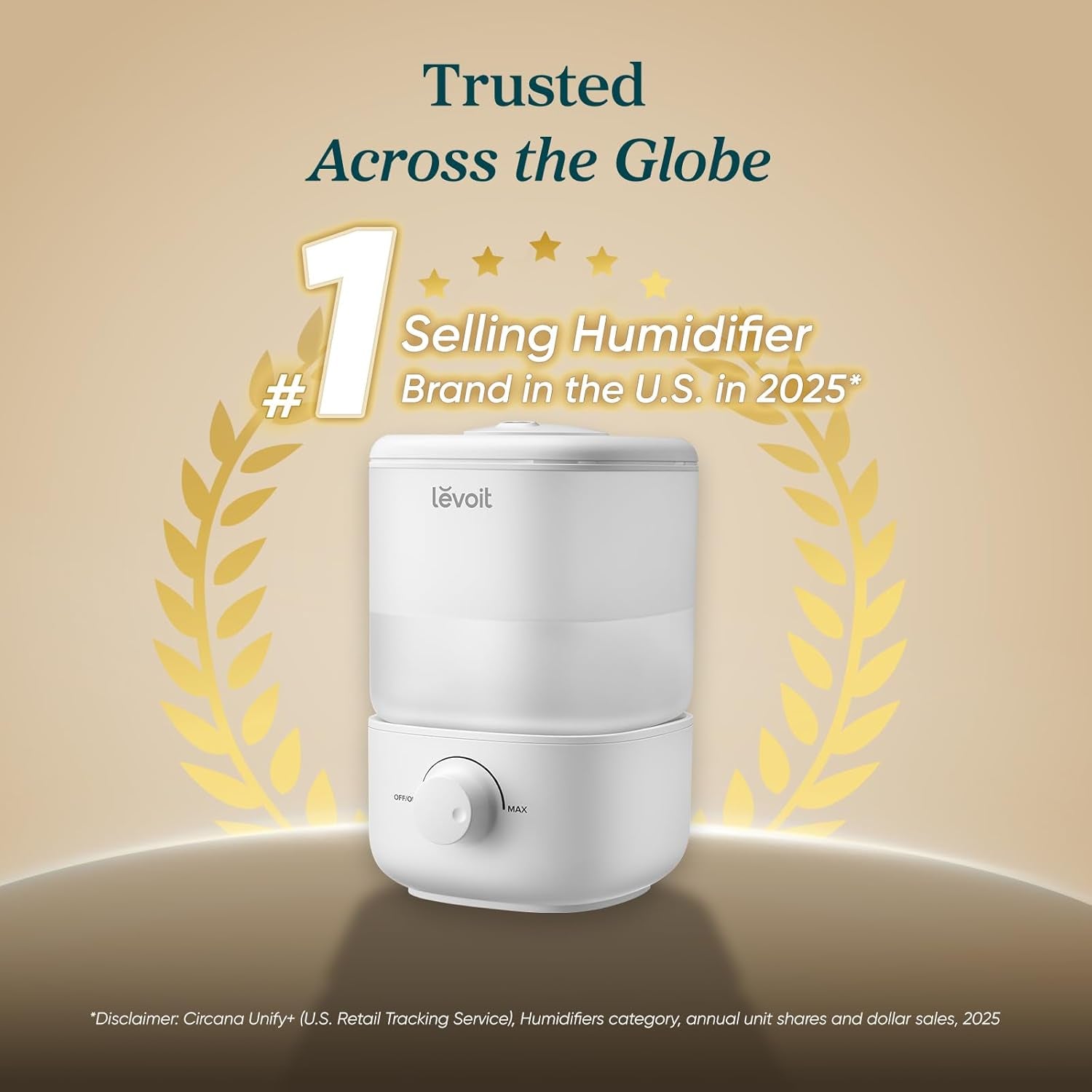 Humidifiers for Bedroom, Top Fill Cool Mist Air Humidifier for Baby Nursery, Plants, Ultrasonic, Auto Shut-Off, BPA Free, Quiet, Knob Control, 360° Nozzle