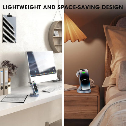 Wireless Charger - 3 in 1 Charging Station Compatible for Iphone &amp; Iwatch - Charging Stand Dock for Airpods (Blue)
