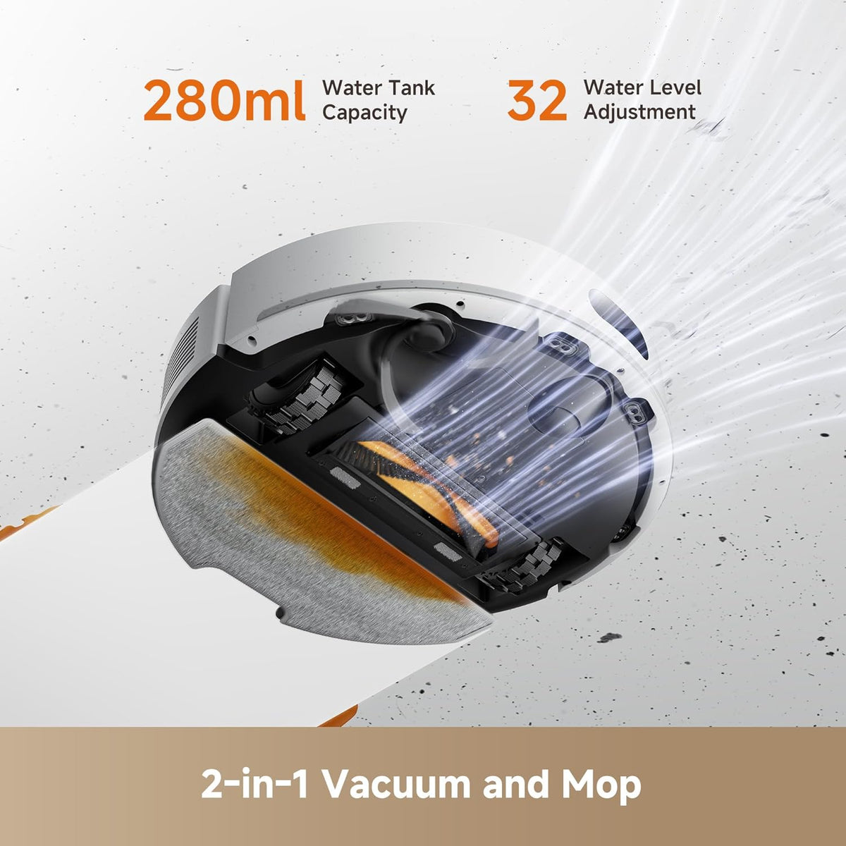 D20 Air plus Robot Vacuum and Mop Combo with 20,000Pa Suction, 120 Days Hands-Free, Anti-Tangling Tech, Auto-Emptying Dock, Deep Carpet Cleaning and Smart Navigation, White