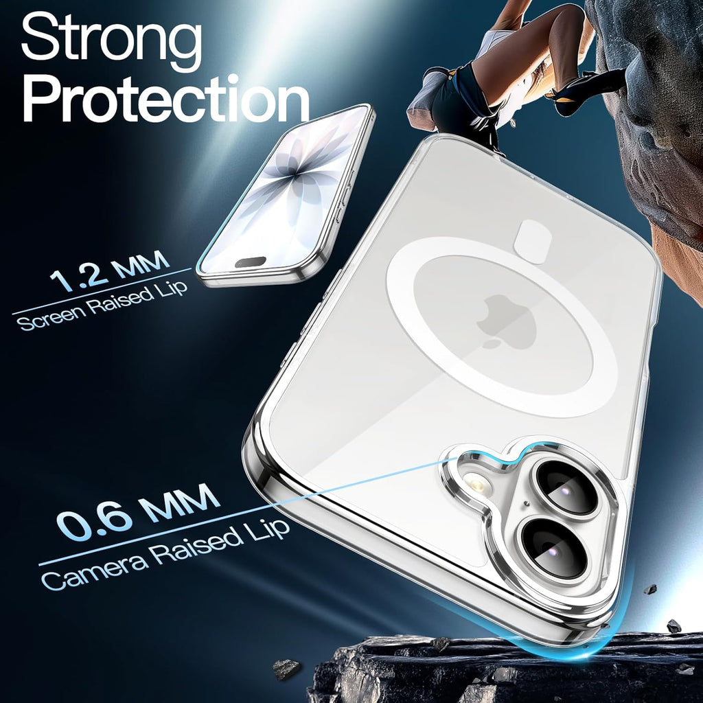 Magnetic Case for Iphone 17 6.3-Inch Compatible with Magsafe, Shockproof Phone Bumper Cover, Anti-Scratch Clear Back (Clear)