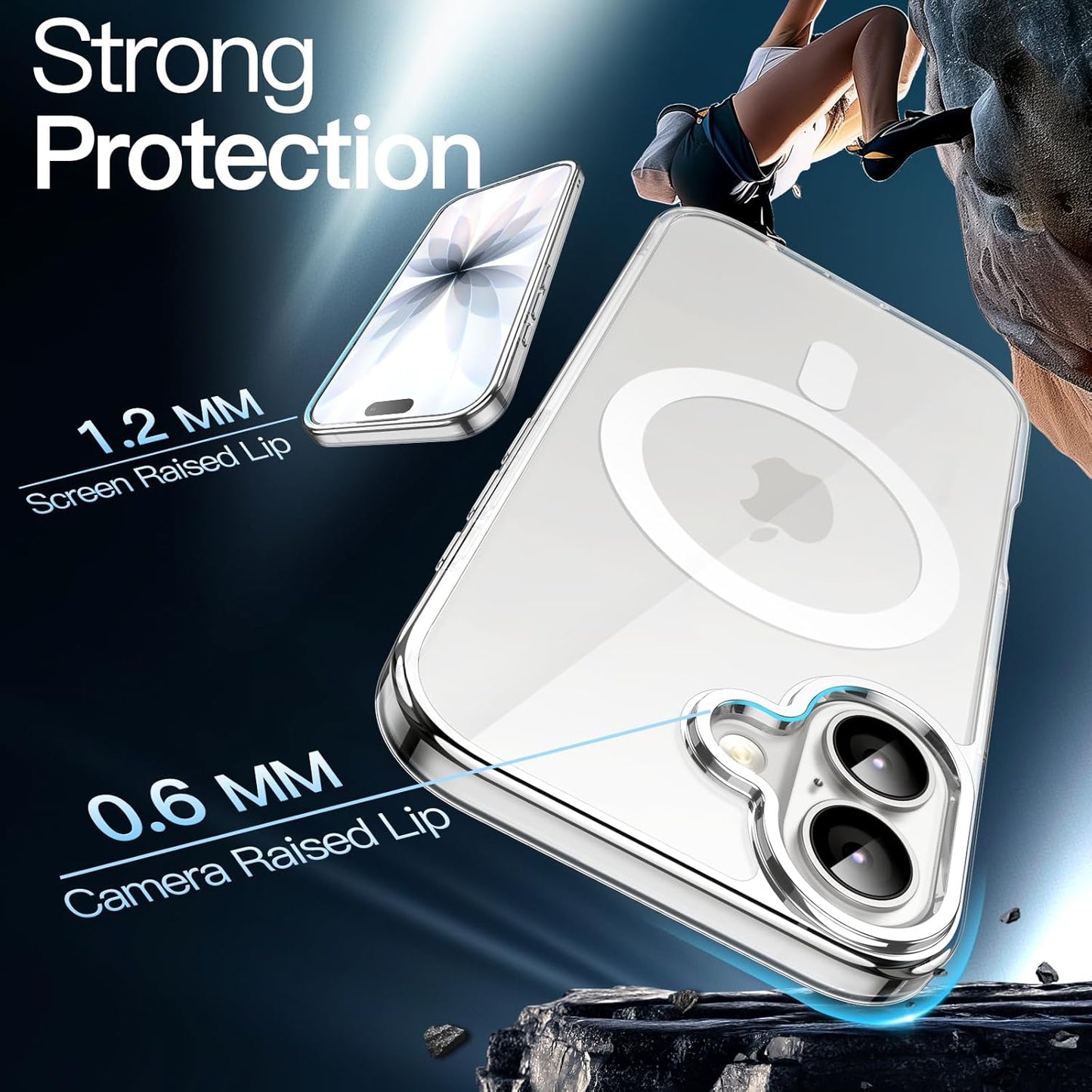 Magnetic Case for Iphone 17 6.3-Inch Compatible with Magsafe, Shockproof Phone Bumper Cover, Anti-Scratch Clear Back (Clear)