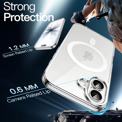 Magnetic Case for Iphone 17 6.3-Inch Compatible with Magsafe, Shockproof Phone Bumper Cover, Anti-Scratch Clear Back (Clear)