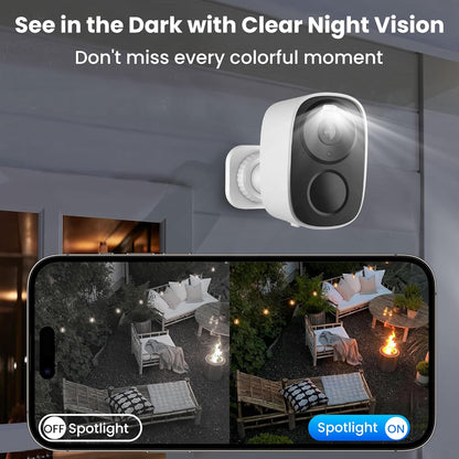 2026 Upgraded 2K Security Cameras Wireless Outdoor, Free Cloud Storage, 1-5 Months Battery Life, AI Motion Detection Spotlight Siren Alarm Wifi Surveillance Outdoor Camera, 2-Way Talk, Waterproof