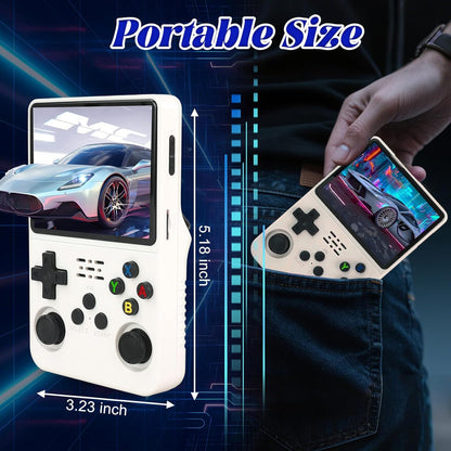 R36S Retro Handheld Console 3.5" – 128GB, 30,000+ Games, White