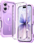 Magnetic for Iphone 17 Case 6.3", Compatible with Magsafe – Full-Body Bumper, Military-Grade Drop Proof with Built-In Touch-Sensitive Anti-Scratch Screen Protector, Purple