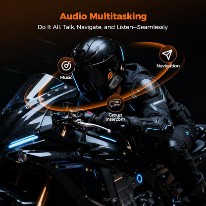 H4 Motorcycle Bluetooth Headset – 4-Rider, 2km, 35H, IP67, 2 Pack
