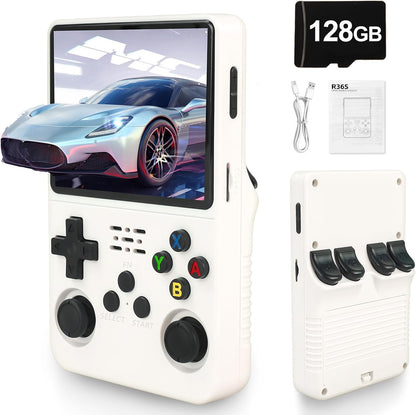 R36S Retro Handheld Console 3.5" – 128GB, 30,000+ Games, White