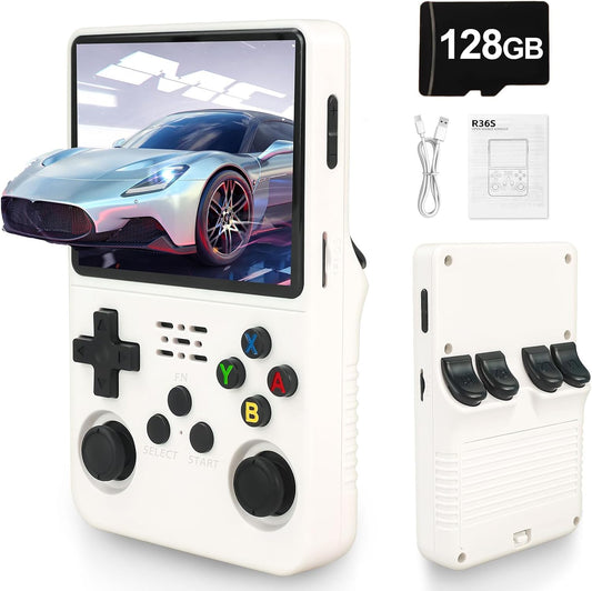 R36S Retro Handheld Console 3.5" – 128GB, 30,000+ Games, White