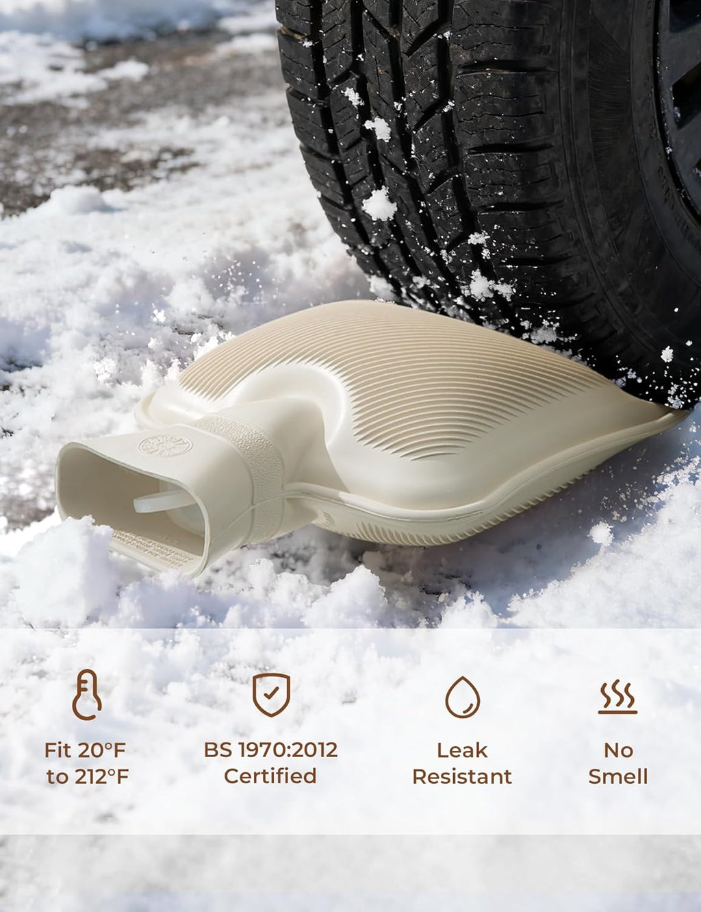 Hot Water Bottle with Cover, 2L Rubber Hot Water Bag with Soft Cover (2 Liter), for Cramps, Compress Pain Relief, Removable Hot Cold Pack, Hot Water Bed Warm(Beige)