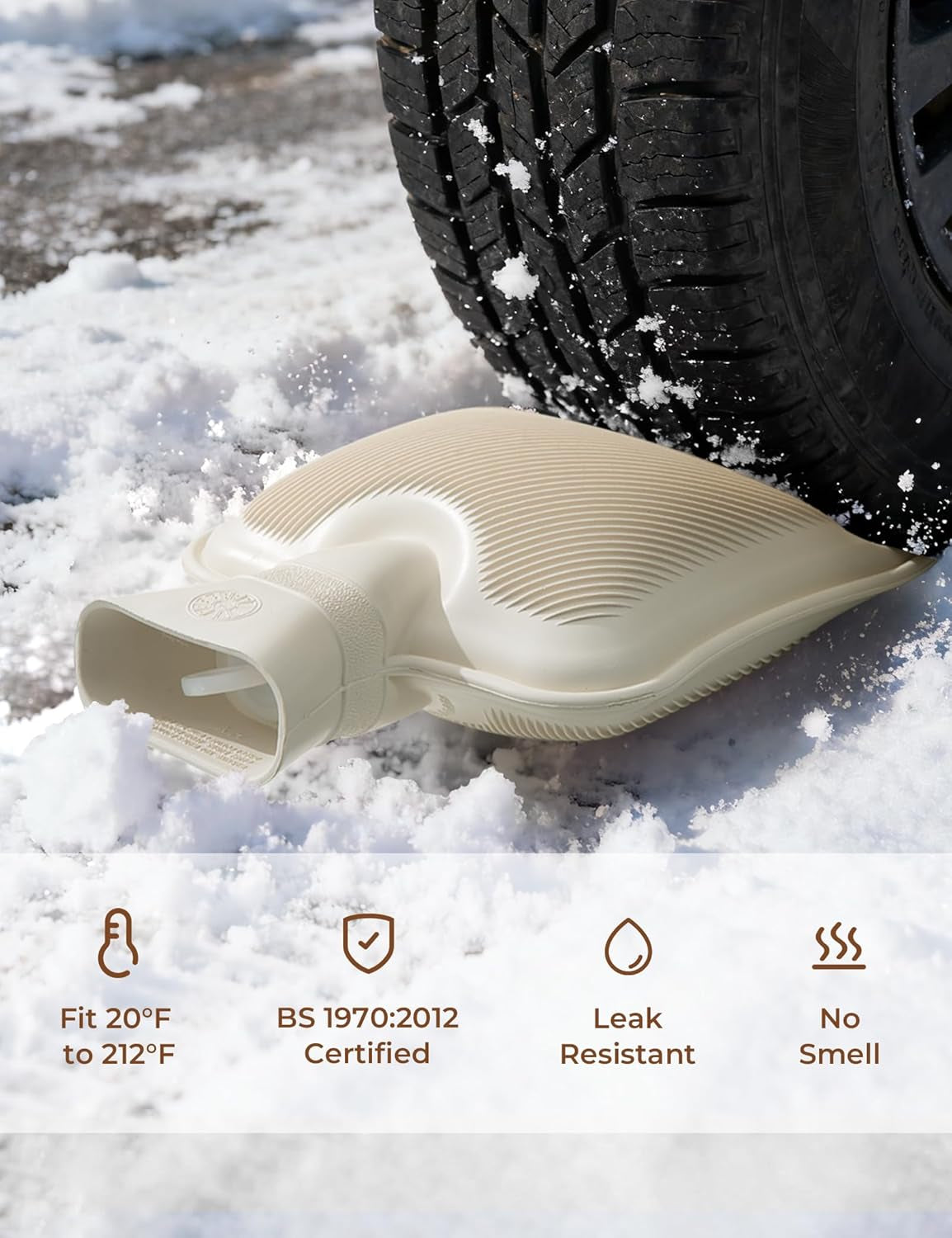 Hot Water Bottle with Cover, 2L Rubber Hot Water Bag with Soft Cover (2 Liter), for Cramps, Compress Pain Relief, Removable Hot Cold Pack, Hot Water Bed Warm(Beige)