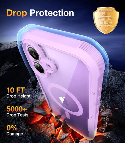 Magnetic for Iphone 17 Case 6.3", Compatible with Magsafe – Full-Body Bumper, Military-Grade Drop Proof with Built-In Touch-Sensitive Anti-Scratch Screen Protector, Purple