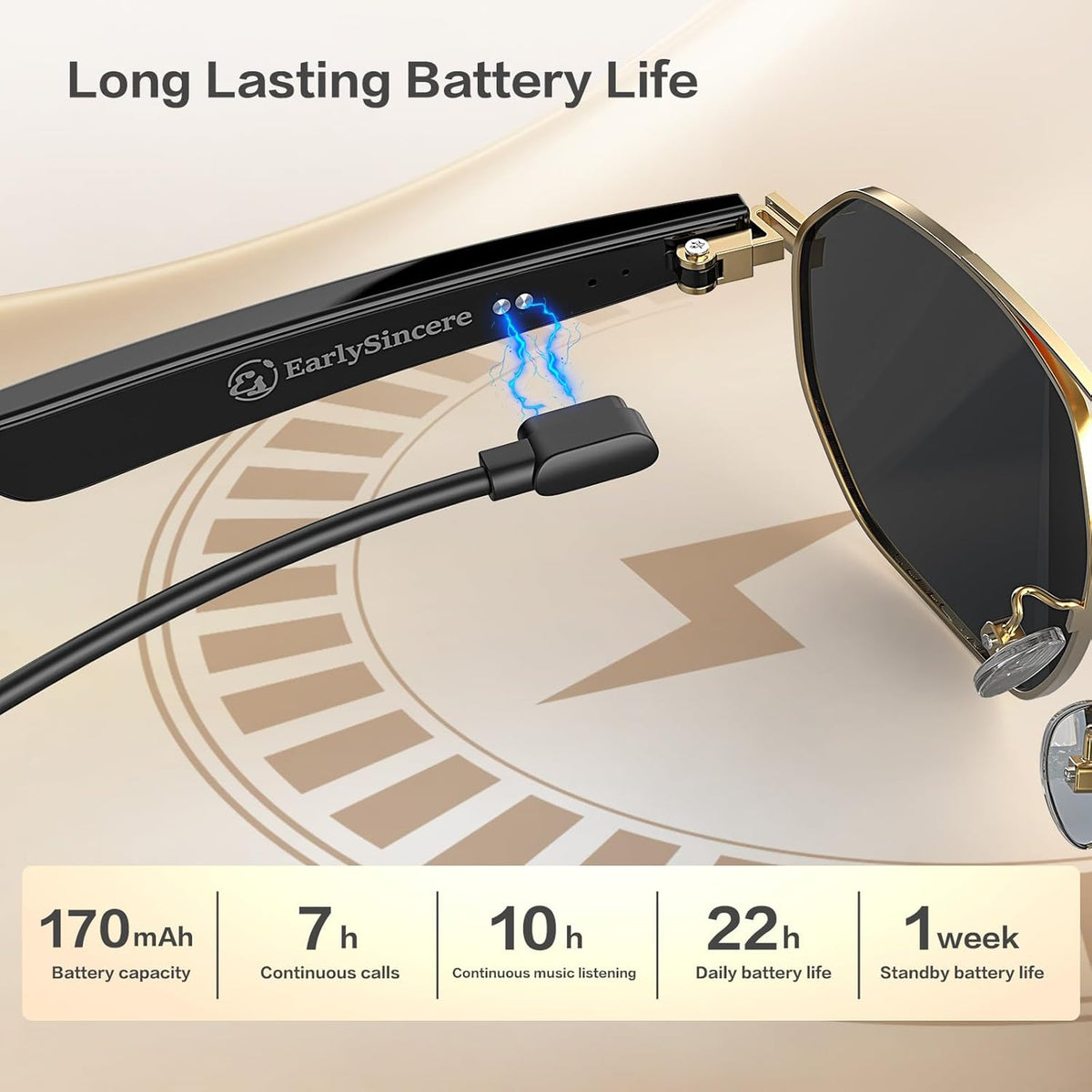 2026  Smart Glasses, Ai Real-Time Translation with 164 Languages, Classic Pilot Sunglasses, Equipped with Voice Assistant/Ai Call, Ip65 Waterproof,Smart Sunglasses for Men &amp; Women