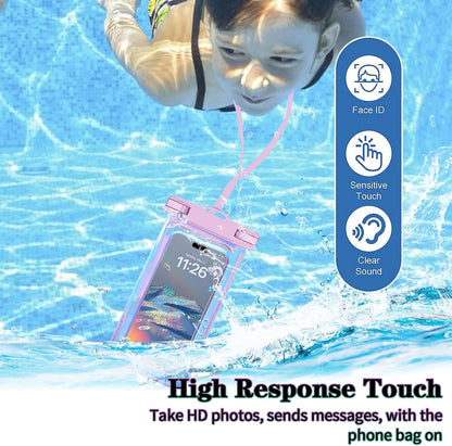 2 Pack Iridescence Waterproof Phone Pouch, Cell Phone Waterproof Case Dry Bag,Protection Level: Ip68,Beach Cruise for Iphone,Samsung,And More,Lanyard Included,(Fits up to 8.3"),Iridescence